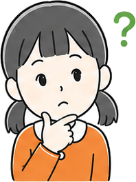 首をかしげて考える女の子